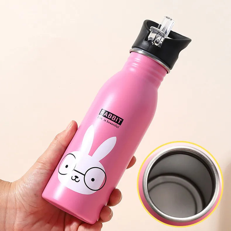 Gourde Isotherme Enfant 500ml en Inox avec Paille – Bouteille de Sport et Vélo