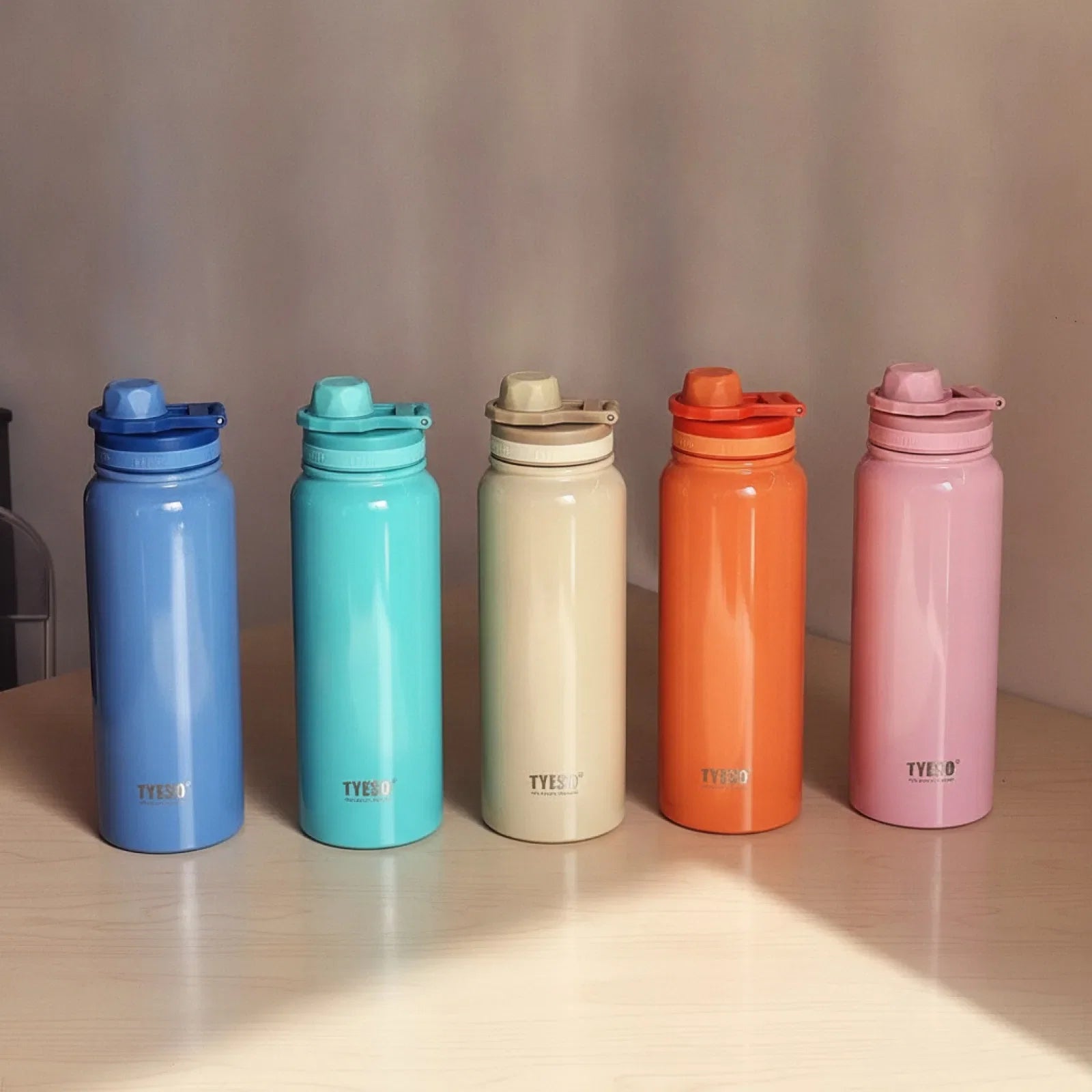 Bouteille isotherme TYESO pour voiture, gourde isolée, gobelet à eau pour les sports de plein air, les voyages, flacons sous vide, tasse thermique en acier inoxydable