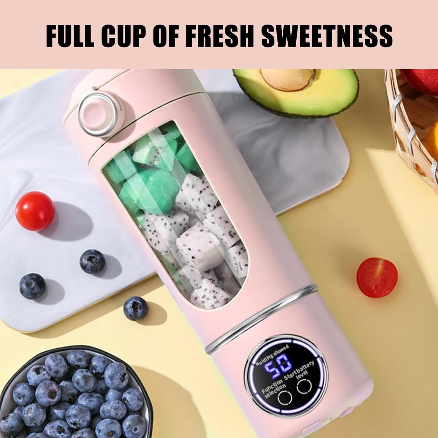 Maker to Go Mini Mixeur Portable, 700 Ml, En Acier Inoxydable, Avec 12 Lames En Acier Inoxydable, Rechargeable Par USB, Avec Couvercle De Voyage, Sans BPA, Pour Smoothies, Voyage, Bureau, Sport (Rose)